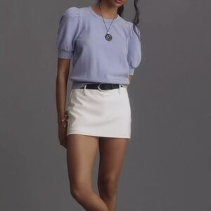 T.La Anthropologie Purple Puff Sleeve Tee